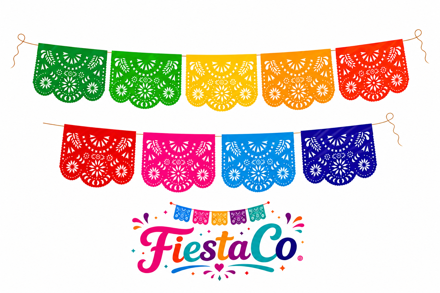 PAQ. 10 PZAS PAPEL PICADO EN TIRA 1/2 DESTELLO MULTICOLOR